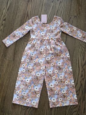Ollie Jay 4T Girls' Floral Long-Sleeve Jumpsuit - Pink Multi